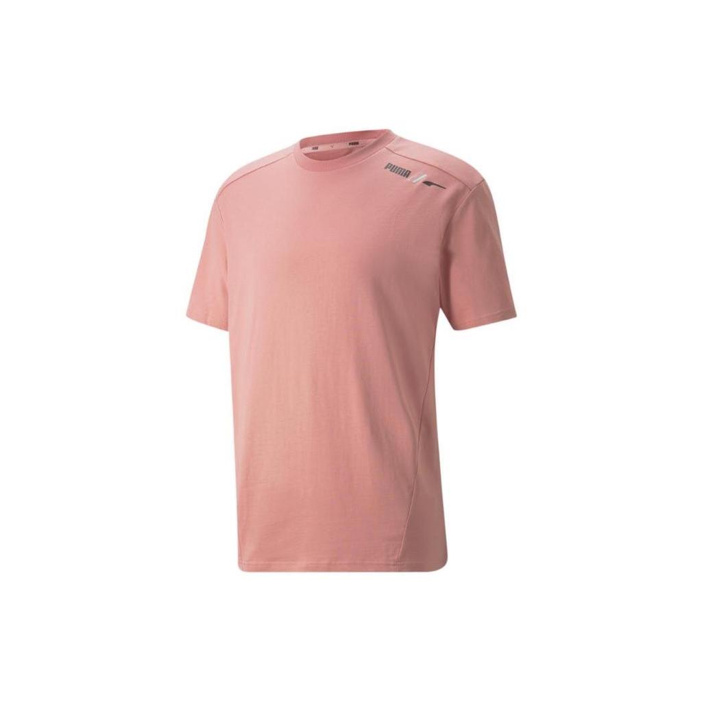 Puma Solid Color Logo Round Neck Pullover Short Sleeve T-Shirt Men Tops Pink 849536-24
