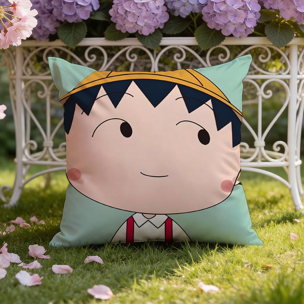 Cute anime C-Chibi M-Maruko Chan Cushion Cover Home & Car Dual-Scene Pillow Cover: Reversible for Premium Comfort