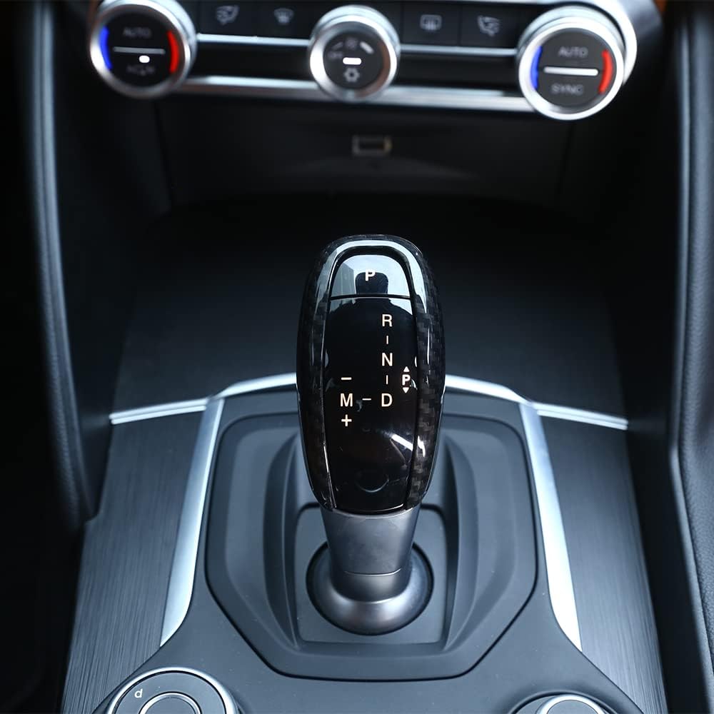 Car Gear Shift Knob Trim Cover Sticker for Alfa Romeo Giulia Stelvio 2017 2018 2019 Carbon Fiber Pattern Car Decoration Accessories