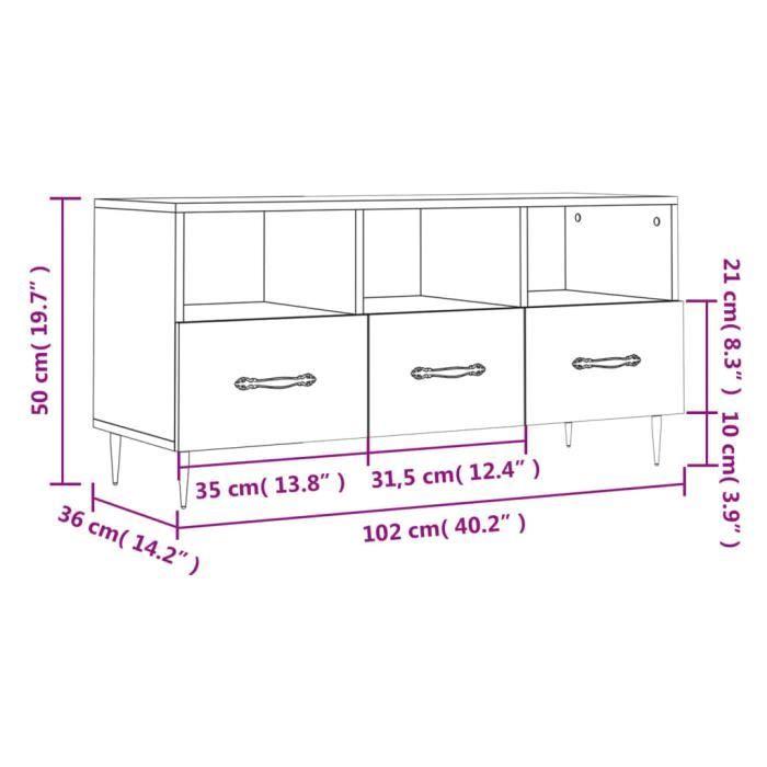 VidaXL TV Cabinet Black 102x36x50 Cm Engineered Wood 829013