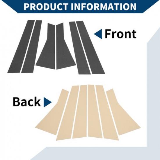 6 Pcs Door Pillar Window Trim for Jeep Cherokee 14-20 Carbon Fiber Pattern Black