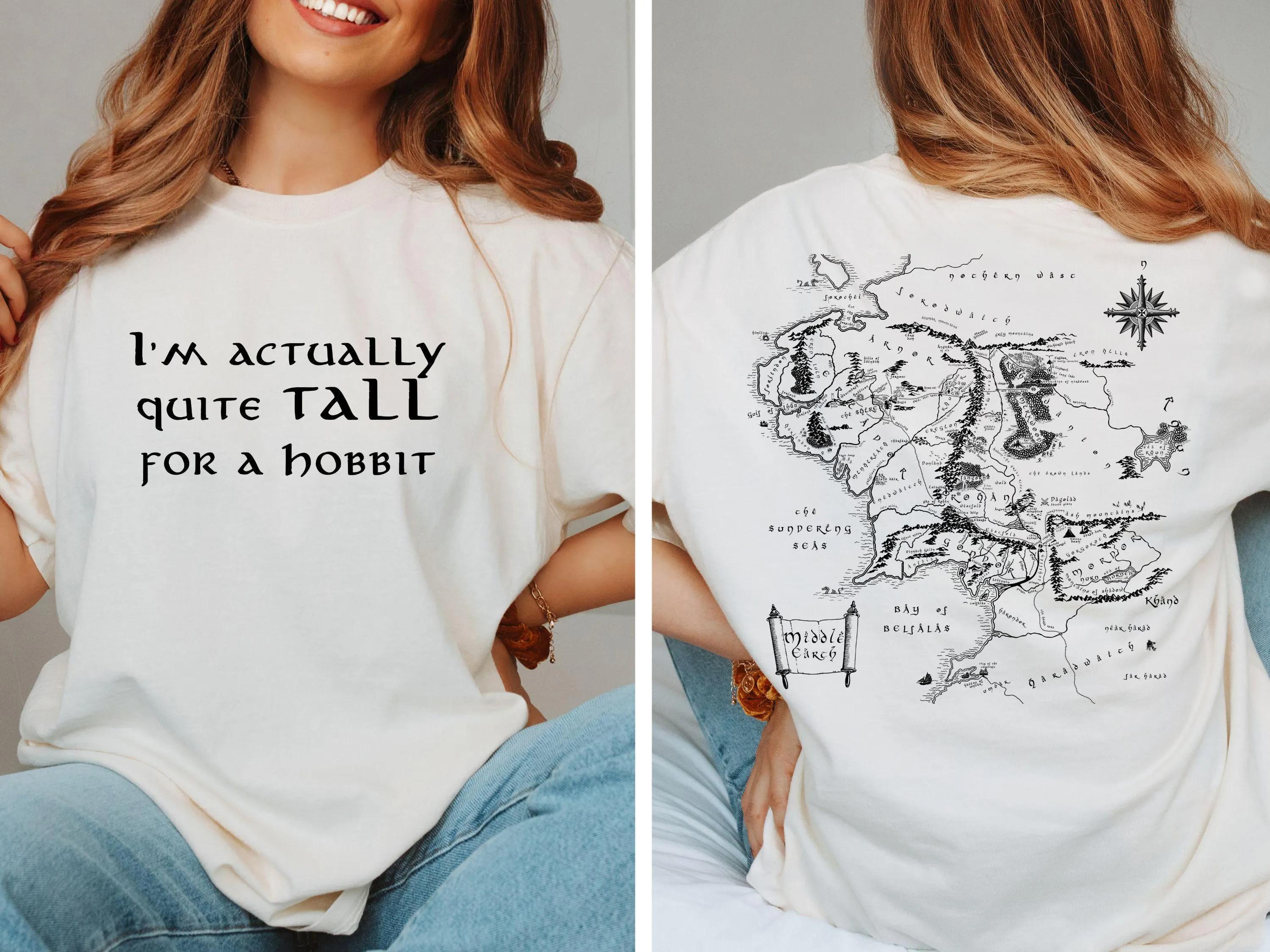 Lord of The Rings Tshirt Tall Hobbit Tshirt Fun Geek Gift Middleearth Map Bilbo Baggins Gandalf Lord of The Rings S