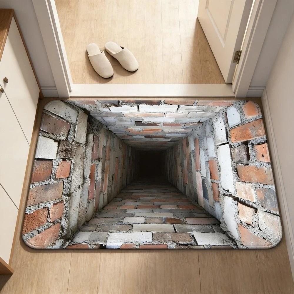 Water-absorbing Optical Illusion Doormat 3D Flat Bedroom Door Rug Bathroom Carpet  Home Decor