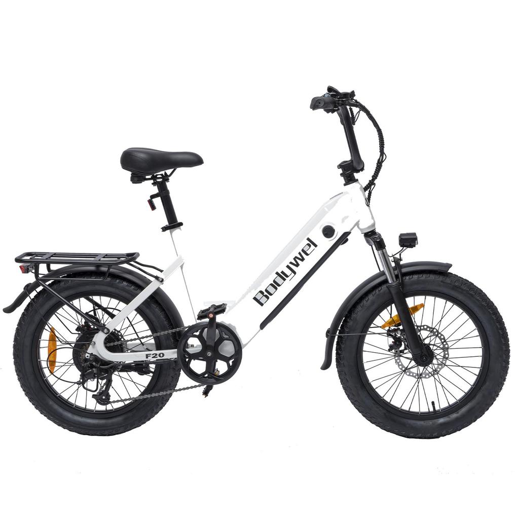 Bodywel F20 Folding Electric Snowmobile 500W Motor 48V13.5Ah Battery City E-Bike 20 Inch Anti-Skid Wide Tire Outdoor Riding Electric Bicycle