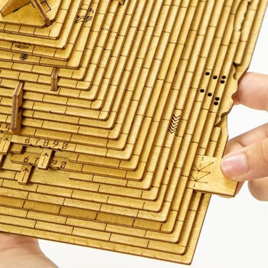 Holzpyramide Entschlüsselungs-Mystery-Spielzeug 3D Holzpyramiden-Puzzle Rätselspiel Denkspiel Lernspielzeug für Erwachsene Teenager