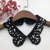 Women Pearl Fake Collar Retro Lace Beaded Collar Choker Necklace Party Bride Clothing Accessories Sweet Detachable False Collar