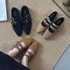 Fashion New Style Women's Fashion Shoes Flats Leather Rhinestone Ballet Shoes for Women Flat Straight Strap Retro Mary Jane Single Shoes