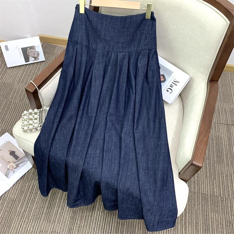 Narrow shoulder V-neck breasted vest modern high waist big swing umbrella skirt set women's retro niche French
