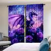 2Pcs Dragon Curtain Starry Sky Rose Flower Curtain Purple Nebula Galaxy Curtain Western Magical Dragon For Bedroom Living Room