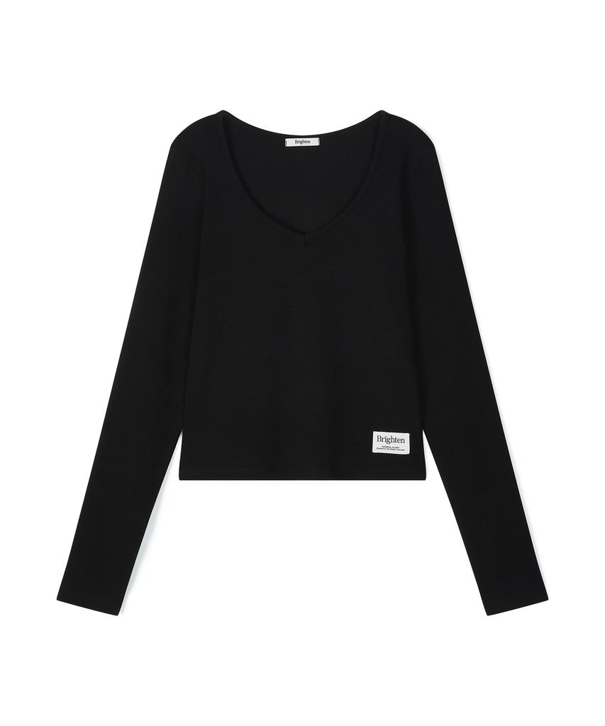 Beulaiteun Essential V-Neck Long Sleeve T-Shirt Black
