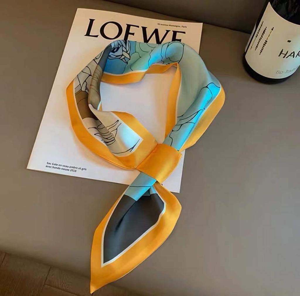 2025 Neckerchief Female Luxury Square Scarf for Women Silk Shawl Satin Hijab Fashion Wraps Hair Bands Ribbon Headband Bandana