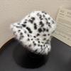 Faux Fur Leopard Print Fisherman Hat - Retro Autumn Winter Plush, Thickened for Warmth, Cold-Proof with Ear Protection.