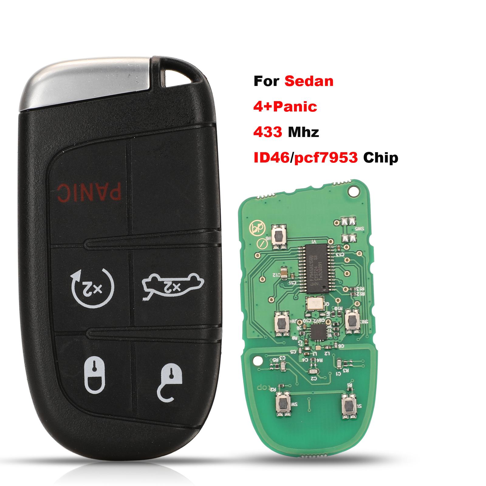 

jingyuqin оригинальный 2/3/4/5 кнопок смарт-ключ дистанционного управления автомобилем 433 МГц с чипом PCF7953/ID46 для Dodge Journey 2013-2018 1PS bleu де франс