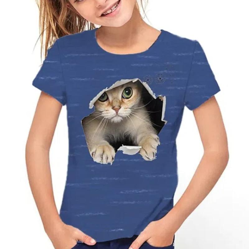 Tricou cu imprimeu de pisici Tricou pentru copii Băieți Tricou casual cu mânecă scurtă pentru vară, primăvară, toamnă, topuri ca cadouri
