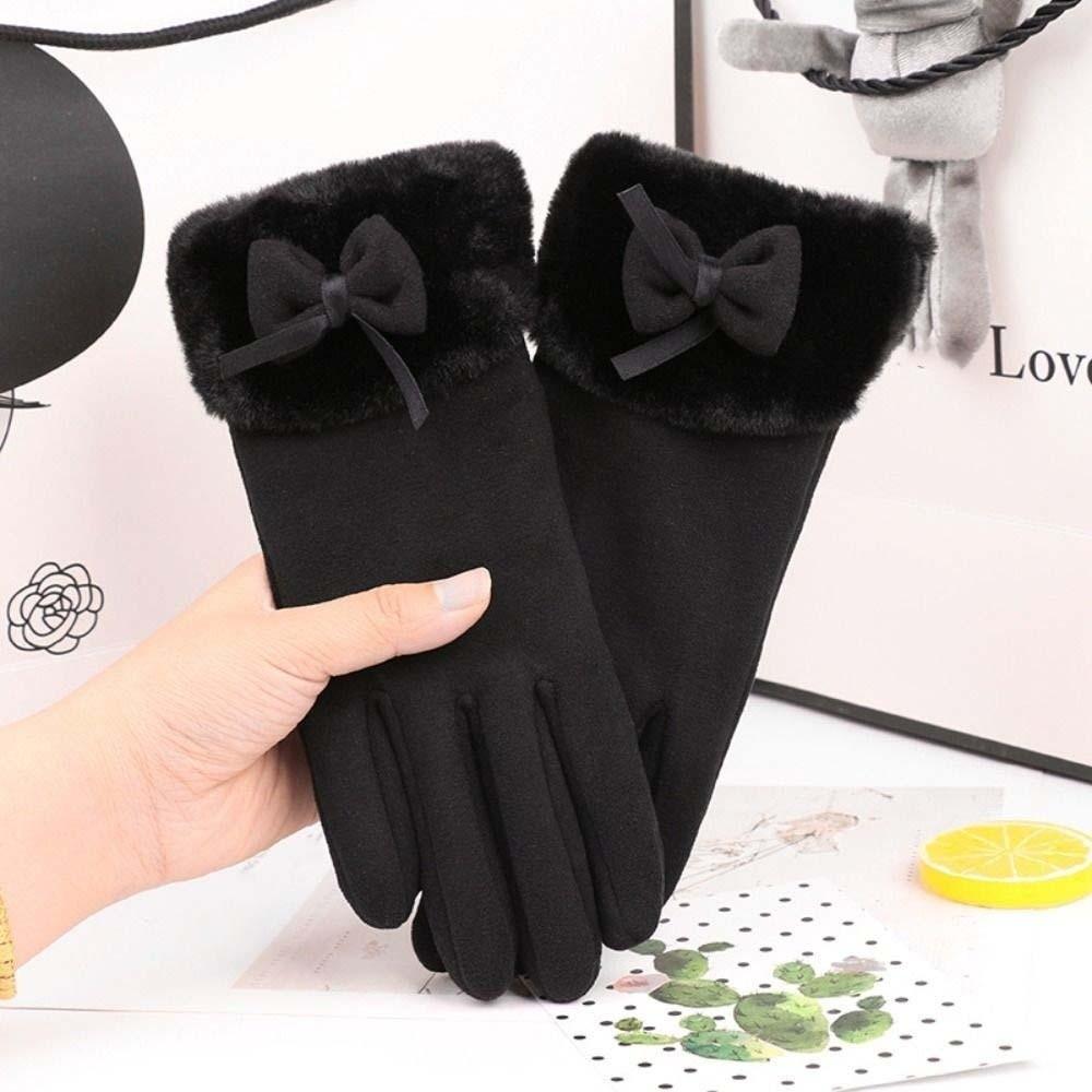 Soft Thickened Suede Gloves Plush Windproof Finger Mittens For Gift Women Anti-cold Gloves  Skiing