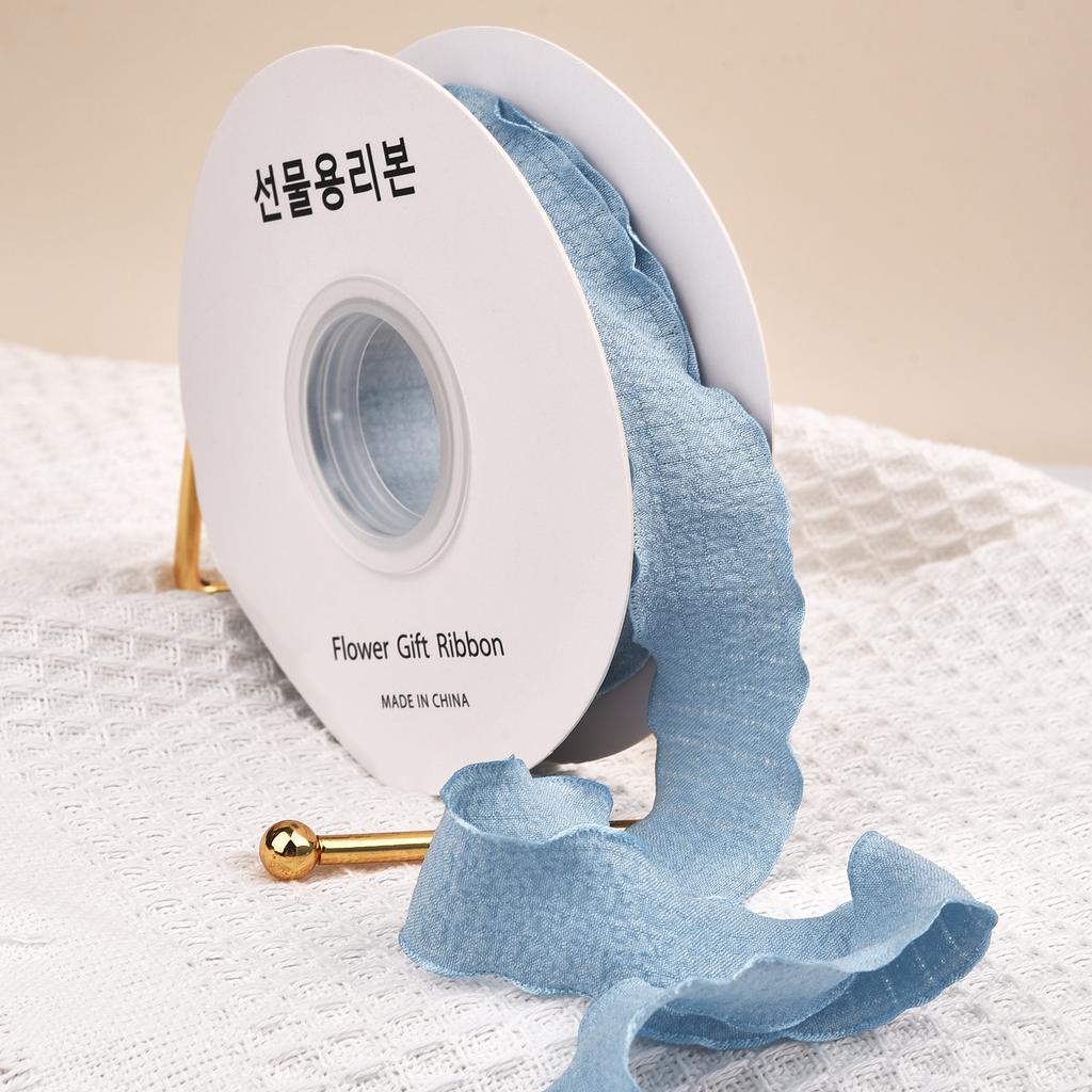 10 Jardów Wstążki z przędzy ogona rybiego Falowany brzeg Plisowana wstążka szyfonowa Materiał do pakowania prezentów Dekoracja DIY kwiatów na ślub, urodziny