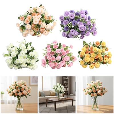 Seiden Kunstblumenstrauß Lebendige Raumdeko Blumen-Mittelstück für Wohnzimmer Büro Hochzeitstag