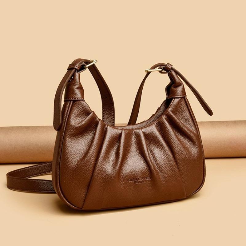 Geantă de umăr pentru femei cu design minimalist - Geantă de mână plisată uni, Geantă crossbody la modă potrivită pentru uz zilnic și cumpărături