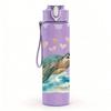 1PC Sea Turtle Heart Love Art Print 750ml Color Plastic Sports Water Bottle Leakproof Flip Straw Lid Suitable for Sports Office Home Use