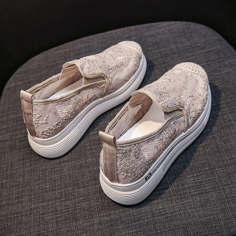 

Женская летняя обувь рыбака женская обувь новая универсальная летняя толстая подошва увеличивающая рост сетчатая дышащая парусиновая ленивая на одном педале 40