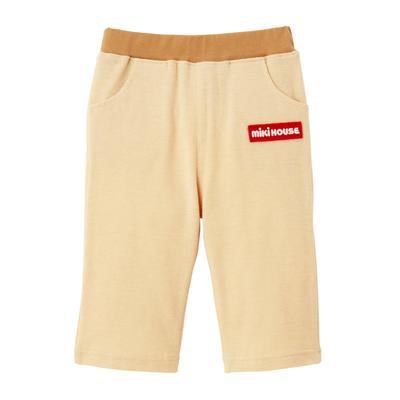 For Boys and for Kindergarten and Beige [Miki House] WEB-exclusive 3/4-length Pants, Stretch, Plain, Logo, Girls, Baby, Kids, Children's Clothing,