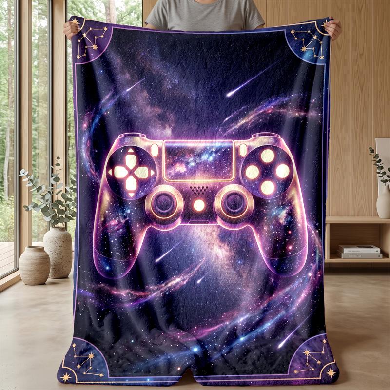 Galaxy Game Controller Theme Blanket Lightweight Warm Flannel Blanket Decorative Throw Blanket for Home Decoration