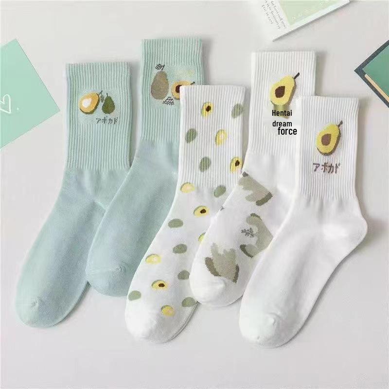 

Женские носки до середины икры - Весна/Лето, Модный японский цветочный, Корейский стиль Frosted bag