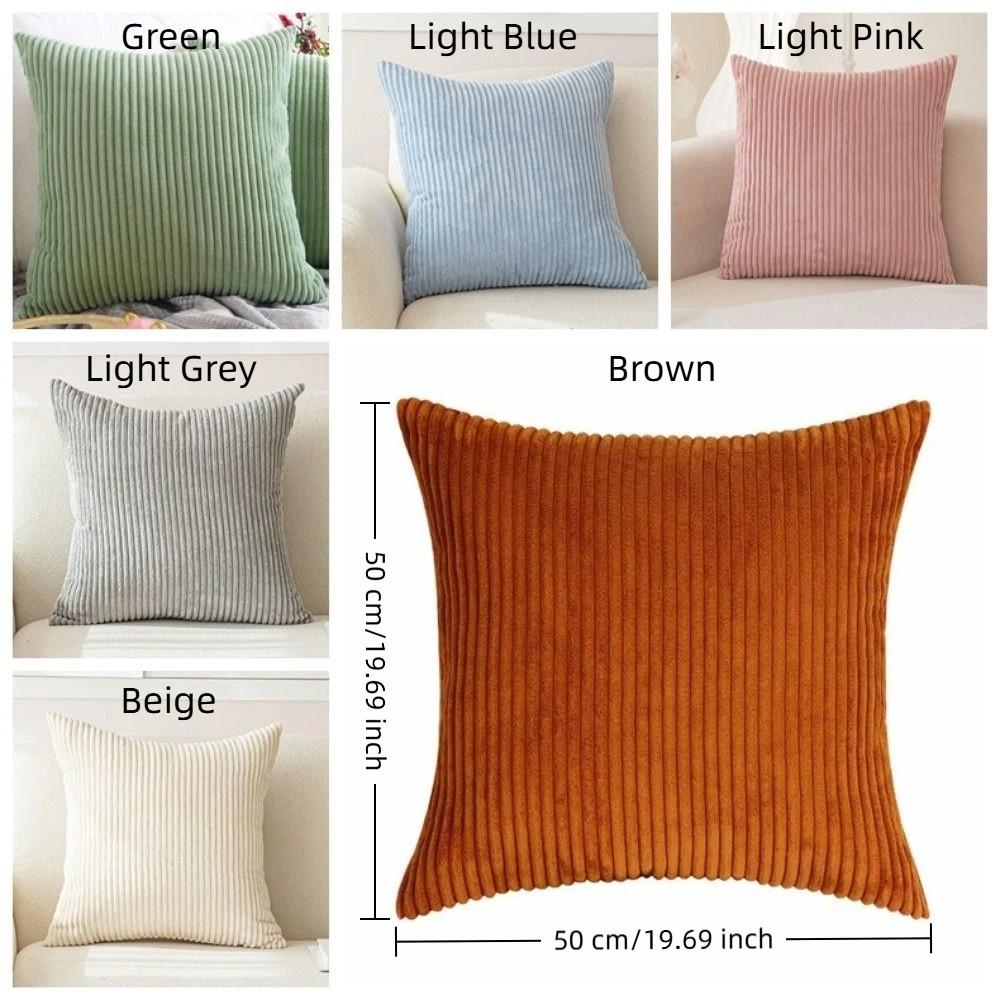 Supersoft Corduroy Cushion Cover Solid Color Detachable Decorative Pillowslip Striped 50*50 CM Throw Pillow Covers Home Decor