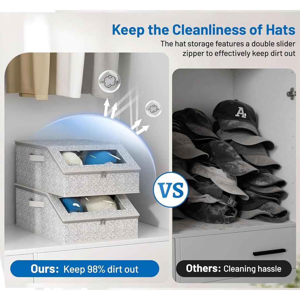 Baseball Caps Organizer Box Stackable Dustproof Storage Box Multi-Purpose Hat Storage Box for Home Organizer Use