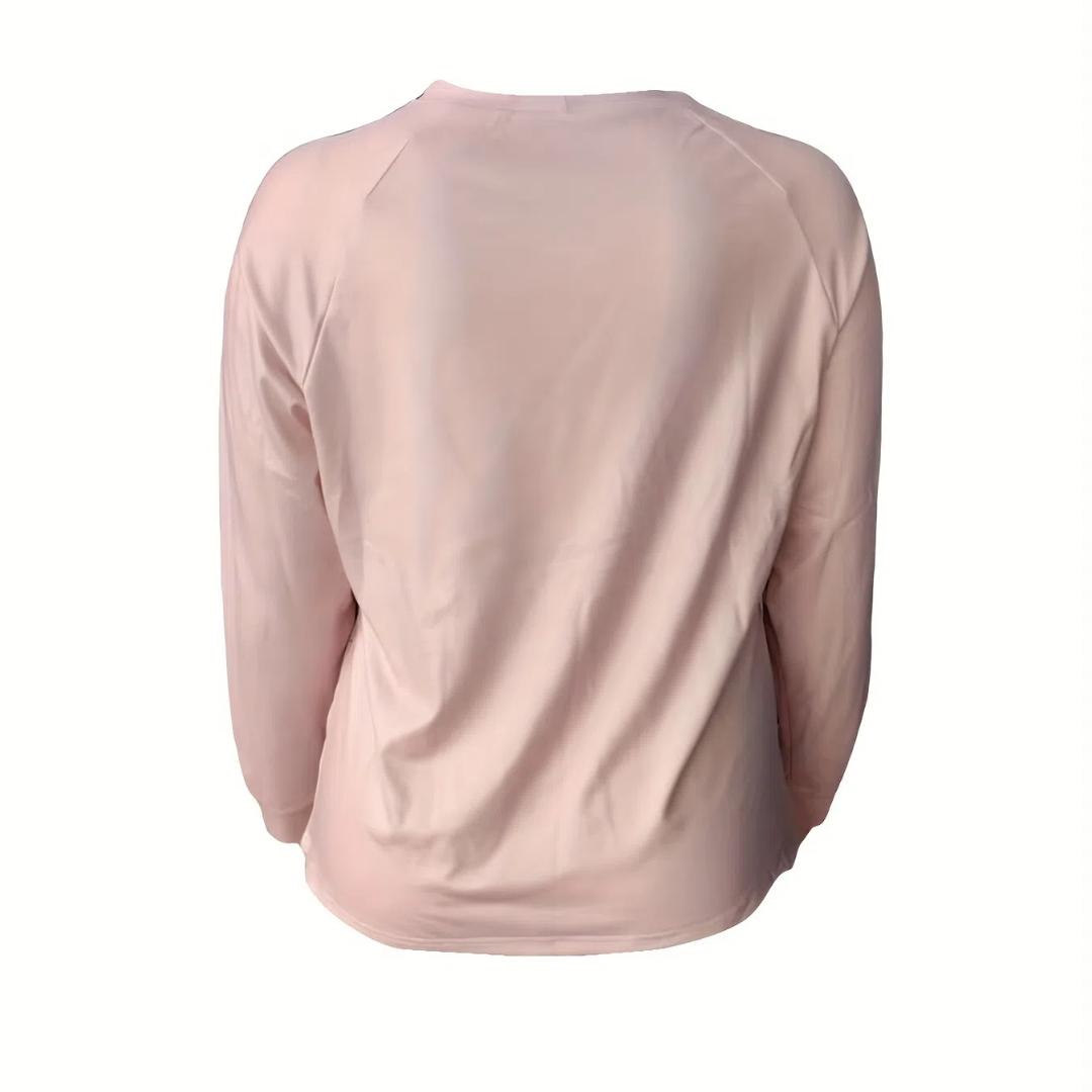 

Большие размеры Рождественские повседневные топы, женские большие размеры Санта-принт с длинными рукавами и круглым вырезом L