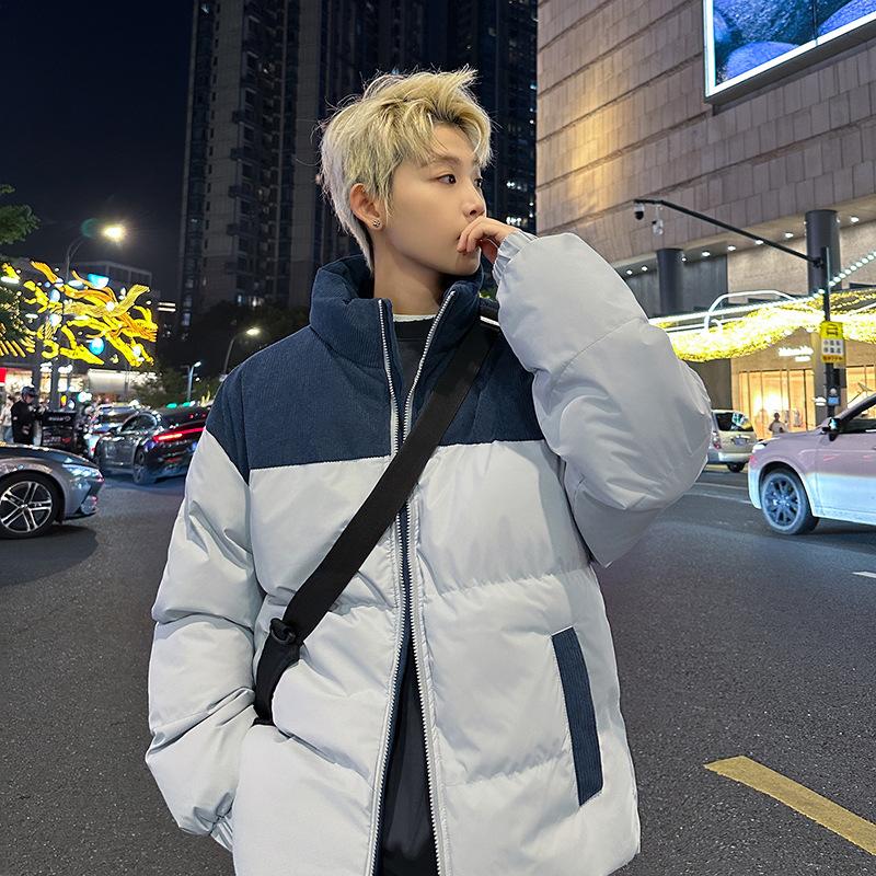 Мужская зимняя свободная повседневная хлопковая куртка с воротником-стойкой для пар — фото 5