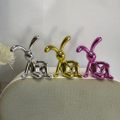 Nordic Electroplated Modern Rabbit Ornament - Elegant Long-Legged Toy Car Decoration for Living Room