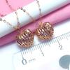 Pure Purple Gold Shiny Hollow Heart Temperament Colored Gold Plated Rose Gold Pendant Necklace Women