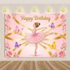 Ballet Princess Backdrop for Girls, Birthday Party Decoration, Rose Gold Banner, Party Supplies - Gift76