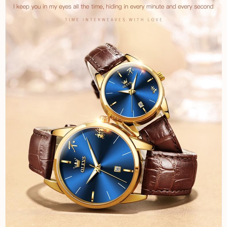 OLEVS Merkeklokke Kvartsuttrykk Folkedagsgave Vanntett Parklokke Herreklokke