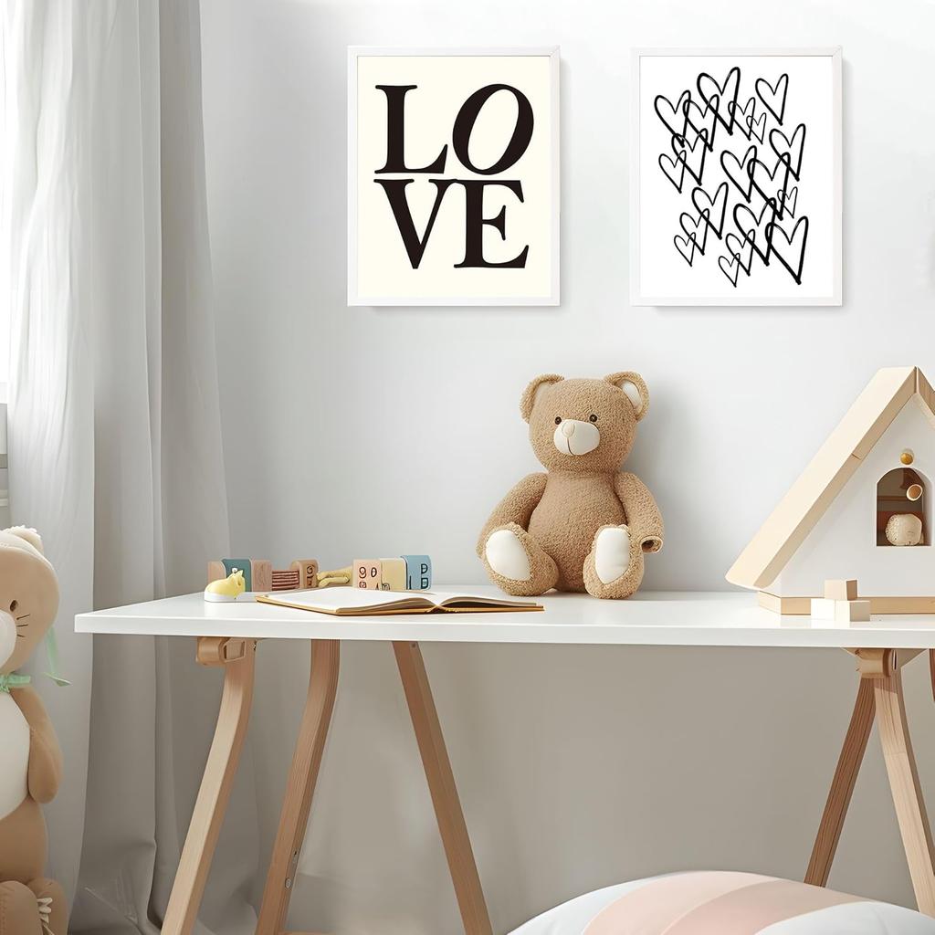 LARTSFRO Trendy Black and White pirational Wall Art Prints Set of 4, Girly Room Decor, Neutral Motivational Positive Artwork Posters Wall Decor for
