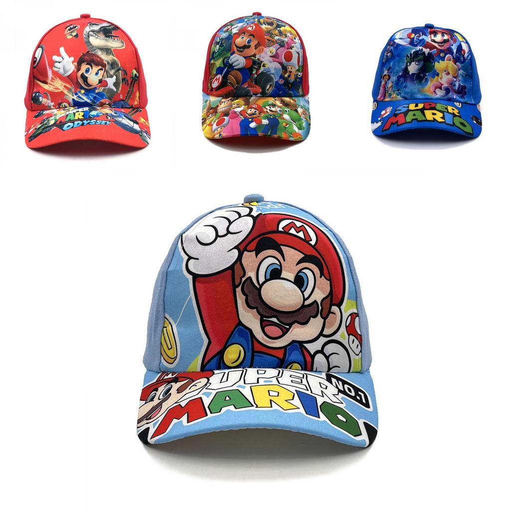 Șapcă de baseball pentru copii cu model Super Mario Bros, din bumbac și cu protecție solară pentru activități în aer liber