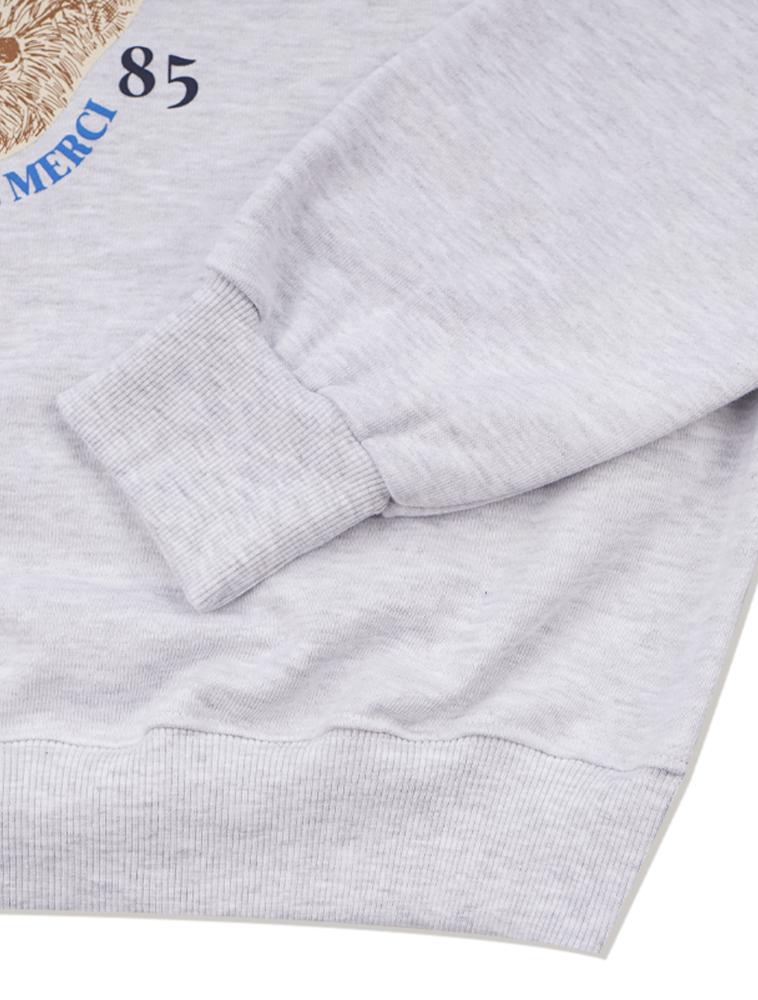 LA MAISON STUDIO Women'S Crop Classic Logo Bearfriends Heavy Terry Sweatshirt Ash Grey (Fcd3Ts706W)