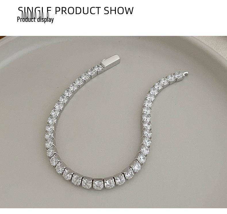 Bracelet Tennis de Luxe en Argent S925 Banyan Tree - Unisexe, Style Européen et Américain Haut de Gamme, Design Diamants Entiers