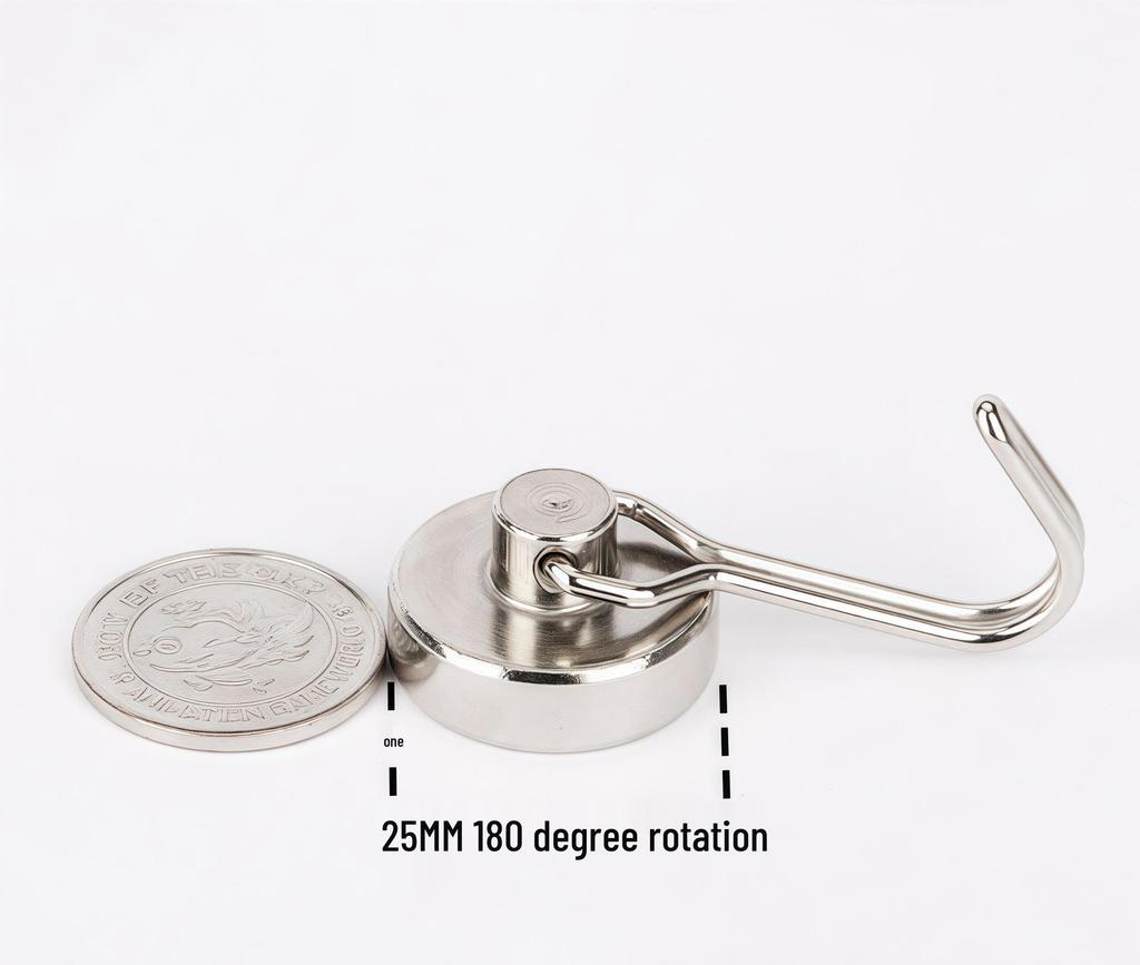 Neodymium Iron Boron Magnetic Hook: Strong, Round, No-Drill Refrigerator Magnet.