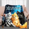 1PC Custom Name Space Kittens Adventure flannel blanket versatile,all-season throw suitable for the living room,bedroom,camping,travel,and gift