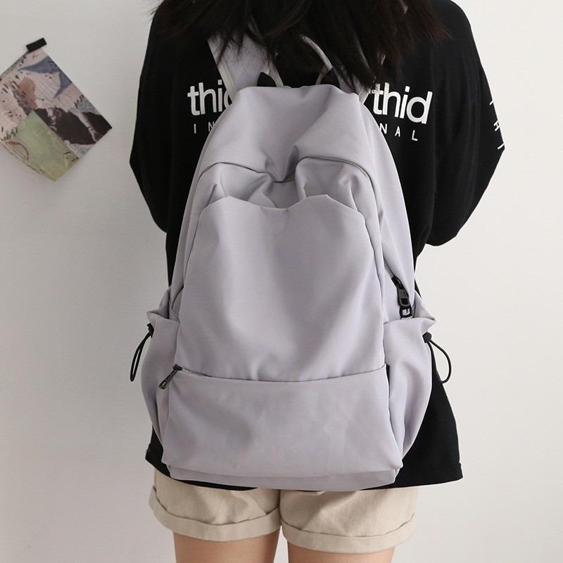 Large Capacity Solid Color Women s Backpack, Korean Style Fashi Versatile Simple Backpack, Commuting College Style Men s Bags серый
