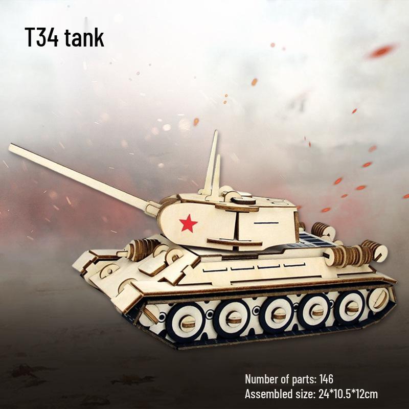 Wooden 3D Military Puzzle Model - Educational DIY Toy for Boys