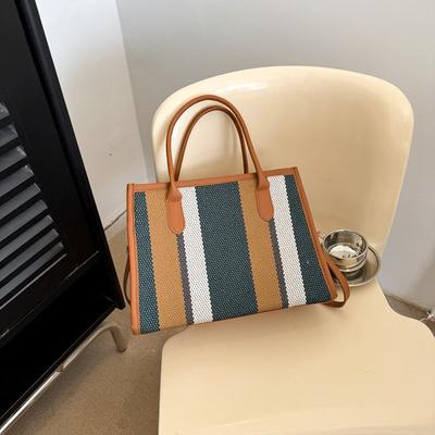 Commuter Contrasting Striped Handbag Bag Women's Fashion Messenger Bag New Women's Versatile Bag
