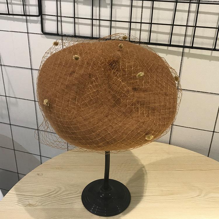 

Original big-name mesh retro bud beret British beret solid color octagonal hat female trend M（56-58cm）