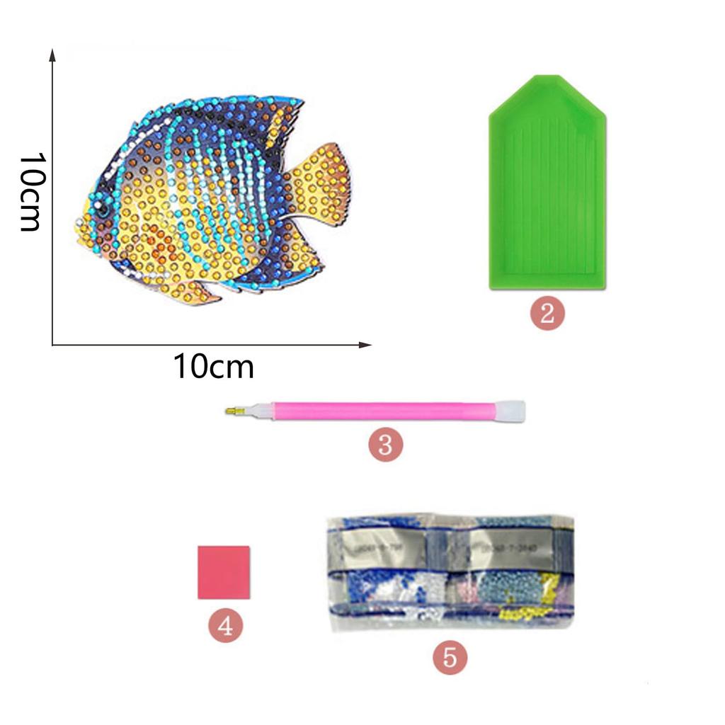 10-Piece Diamond Art Coaster Kit with Fish Design, BetterJonny 5D Diamond Painting Kit with Holder, DIY Wooden Coaster Set for Beginners, Adults, and