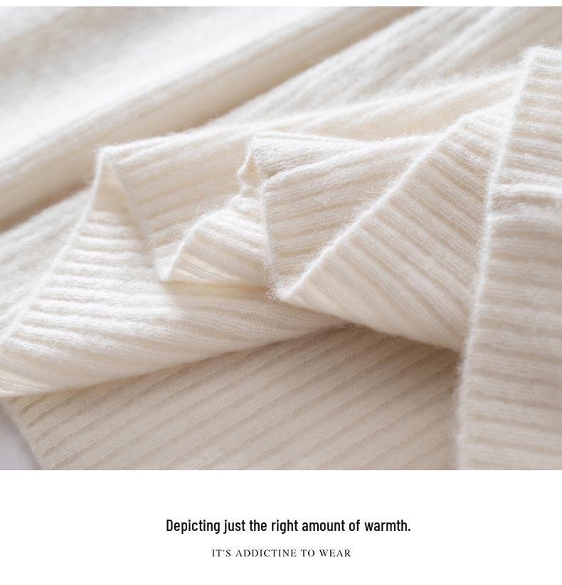 Autumn/Winter Round Neck Single-Breasted Loose Slimming Cashmere Wool Women's Cardigan