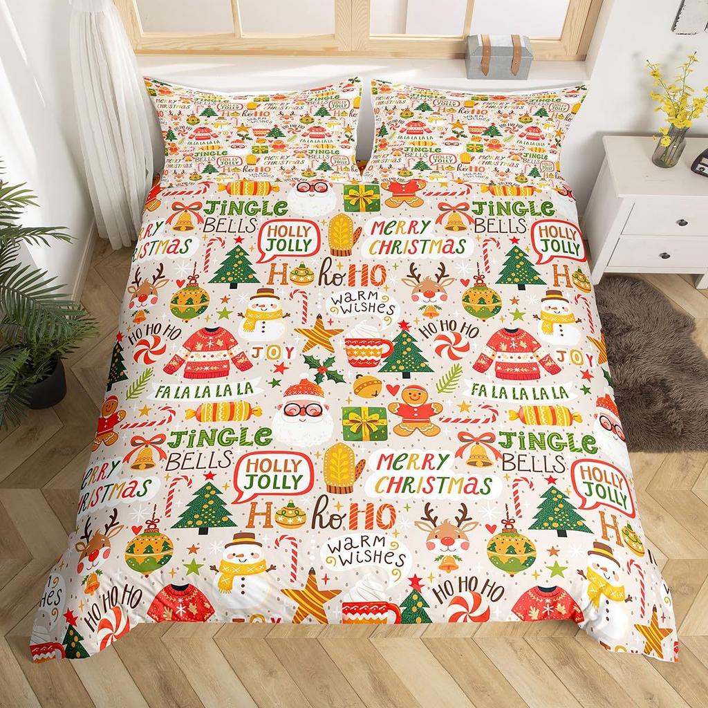 Christmas-themed Down Comforter Set Bedding Set 3-piece Duvet Cover Set