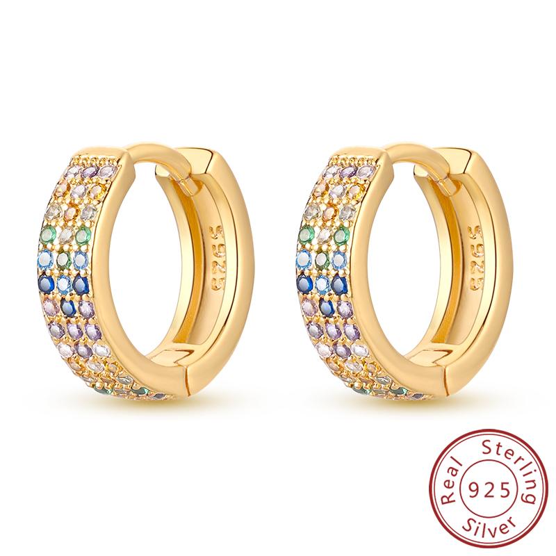 Earrings Original 925 Silver Stud Drop Hoop Earrings Rose Gold for Women Girls Party Wedding Birthday Jewelry Gift