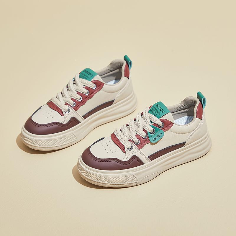 

Модные женские повседневные модные кроссовки на шнуровке, новые, четырехсезонные, нескользящие, прочные, на плоской подошве, кроссовки для бега на толстой подошве из вулканизированной кожи 40 красный